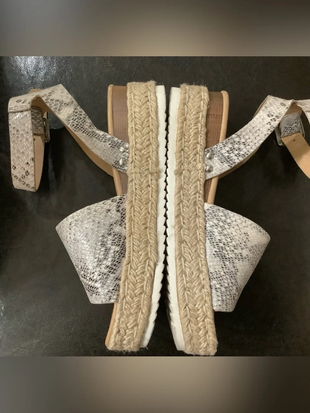 Womens Soda White Snake-Print Sandals